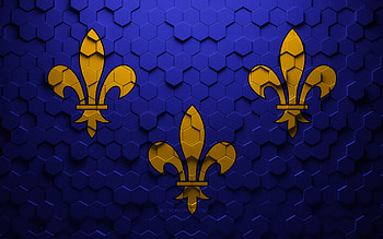 Flag of Ile de France, honeycomb art, Ile de France hexagons flag, Ile de France 3d hexagons art, Ile de France flag HD wallpaper