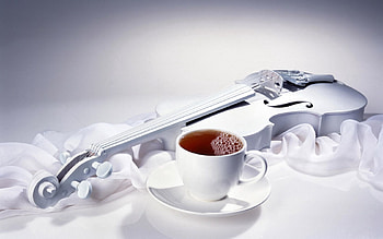 Miscellanea, Miscellaneous, Cup, Cloth, Drink, Beverage, Tea, Silk, Violin HD wallpaper