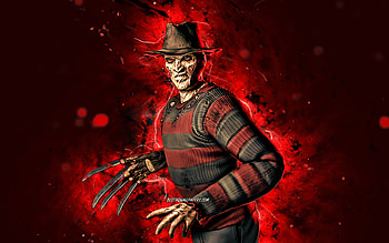 Freddy Krueger, , red neon lights, Mortal Kombat Mobile, fighting games, MK Mobile, creative, Mortal Kombat, Freddy Krueger Mortal Kombat HD wallpaper