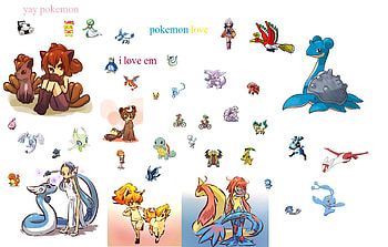 pokemon, misty, may, vulpix, mew, bike, palkia, horse sea, ponyta, eev-eev, pikachu, snorlax, dawn, ho-ho, hipany, piplup, squrtel, leafeon HD wallpaper