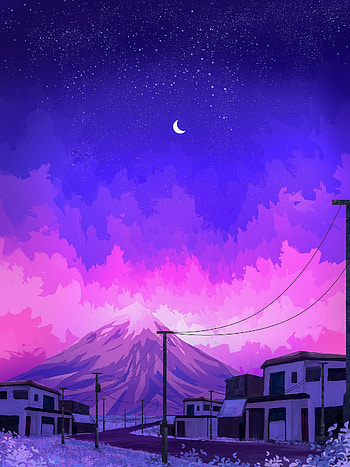 Blue Lofi, Purple Lofi HD phone wallpaper