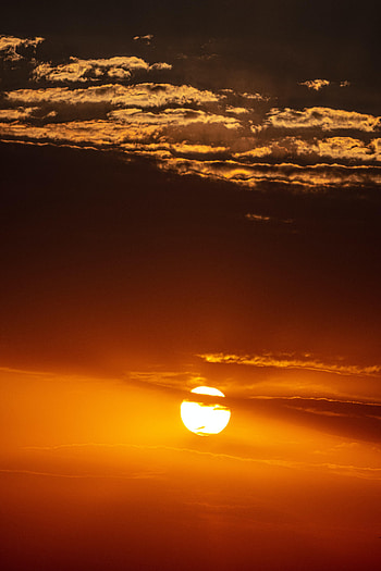 Sunset, Sky, Sun, Clouds, Dark, Golden HD phone wallpaper