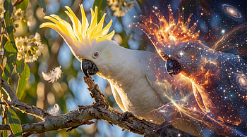 Cosmic Crested Cockatoo —, Cockatoo, Parrot, Bird HD wallpaper