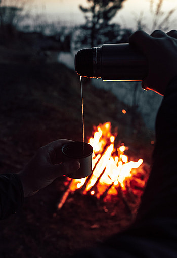 Bonfire, Dark, Tea, Thermos HD phone wallpaper