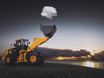 optical illusion, truck, vehicle, sea, sunrays, clouds, whitecloud, grass HD wallpaper