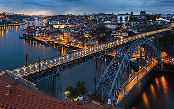 Dom Luis I Bridge, Porto, evening, sunset, Porto panorama, Douro River, Porto cityscape, Porto bridges, Portugal HD wallpaper