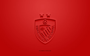 Estudiantes de Merida FC, creative 3D logo, red background, Venezuelan football team, Venezuelan Primera Division, Merida, Venezuela, 3d art, football, Estudiantes de Merida 3d logo HD wallpaper