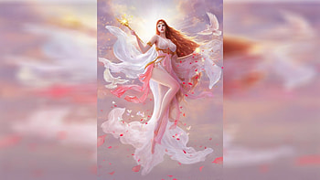 Guardian Angel, art, soft, girl, beautiful, angel, serene, nice, woman, pink, digital, fantasy, pretty, female HD wallpaper