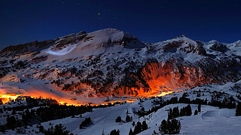Mountain Night Lights Â· Mountain Winter ScenesNight ... HD wallpaper