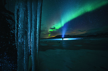 Landscape, northern lights, winter HD wallpaper