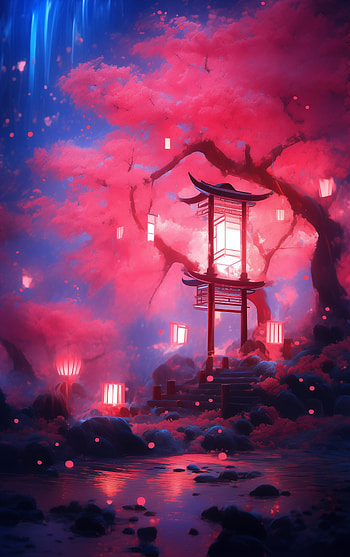 Cherry Tree, cherry blossom, Japan, AI Art HD phone wallpaper