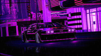 Dmc Delorean, delorean, neon, artist, artwork, digital-art, deviantart HD wallpaper