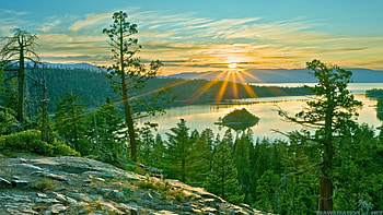 Wonderful sunset, peace, nature, harmony, lake, sunset, tree HD wallpaper
