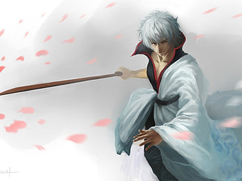Anime, kimono, sword, man, fighter HD wallpaper