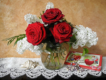 ROSES AND LILACS, PRETTY, LILACS, FLOWERS, ROSES HD wallpaper
