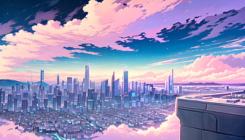 Evening cityscape, AI Art, Anime, city, anime city HD wallpaper