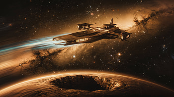 Exploring the Cosmos: Spaceship Adventure, spaceship, space, galaxy, planet, Science Fiction HD wallpaper