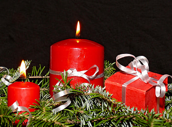 Holidays, Fire, Candles, Christmas, Holiday, Needles, Ribbons, Ribbon HD wallpaper