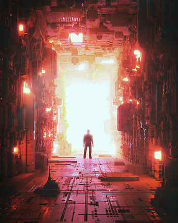 Art, Shine, Light, Bright, Silhouette, Tunnel HD phone wallpaper