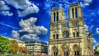 cathedrale notre dame, graphy, manmade, r, beauty, cathedral, religious, building, clouds, sky HD wallpaper