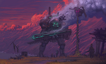 Scifi Robot Digital Art Painting , robot, scifi, artist, artwork, digital-art, deviantart HD wallpaper