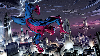 Spiderman Hanging Around City , spiderman, superheroes, artist, artwork, digital-art HD wallpaper