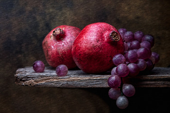 grapes and pomegranates grapes grenade still life HD wallpaper