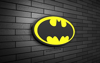 Batman 3D logo, , gray brickwall, creative, superheroes, Batman logo, 3D art, Batman HD wallpaper