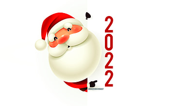 Happy New Year 2022, , Santa Claus, white background, 2022 Santa Claus background, 2022 New Year, 2022 concepts, 2022, greeting card, Happy New Year HD wallpaper