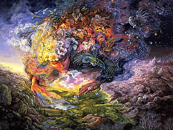 Breath Gaia, butterflies, abstract, fantasy, flowers, mountains HD wallpaper