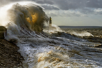 Nature, Sea, Waves, Lighthouse, Storm HD wallpaper