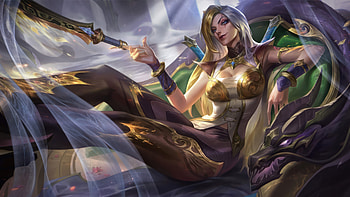 Katarina Warring Kingdoms Golden Chroma Skin Chinese LoL Splash Art, Video Game, League Of Legends, Katarina (League Of Legends) HD wallpaper