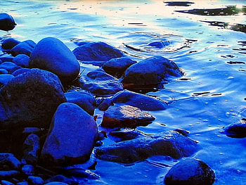At the blue river bank, Water, River, Blue, Color HD wallpaper