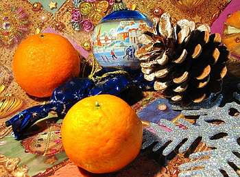 Holidays, New Year, Tangerines, Christmas, Holiday, Ball, Christmas Tree Toy, Treats, Shinka HD wallpaper