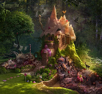 Carious Glade, trees, abstract, fantasy, art HD wallpaper