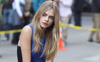 Cara Delevingne, British fashion model, shoot, blue black dress, British actress, Cara Jocelyn Delevingne HD wallpaper