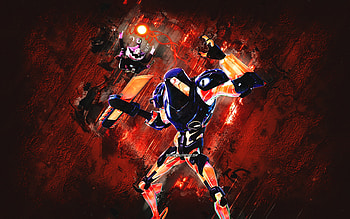 Fortnite Mechaglow Zyg Choppy Skin, Fortnite, main characters, orange stone background, Mechaglow Zyg Choppy, Fortnite skins, Mechaglow Zyg Choppy Skin, Mechaglow Zyg Choppy Fortnite, Fortnite characters HD wallpaper