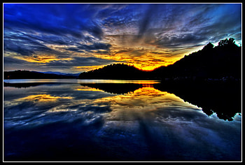 Sunset, blue, sea, yellow, sky HD wallpaper