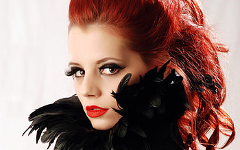 Ariel, sexy, model, feathers, red, beautiful, people, hair HD wallpaper