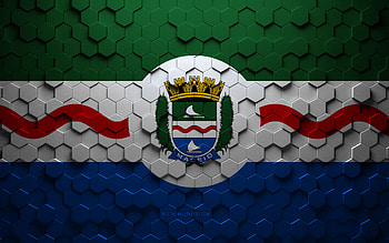 Flag of Maceio, honeycomb art, Maceio hexagons flag, Maceio 3d hexagons art, Maceio flag HD wallpaper
