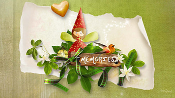 Spring Summer Memories, paper, spring, elf, fairy, summer, leaves, flowers, whimsical, heart, vintage HD wallpaper