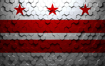 Flag of Washington, honeycomb art, Washington hexagons flag, Washington, 3d hexagons art, Washington flag HD wallpaper