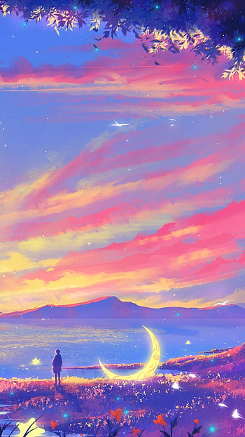 Moon, sky, colorful HD phone wallpaper