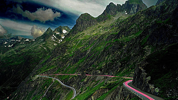 Landscape, Nature, Sky, Mountains, Road, Asphalt, Serpentine HD wallpaper