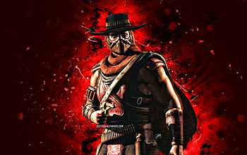 Erron Black, , red neon lights, Mortal Kombat Mobile, fighting games, MK Mobile, creative, Mortal Kombat, Erron Black Mortal Kombat HD wallpaper