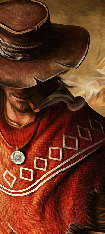 Smoking Cowboy, art, mouth HD phone wallpaper