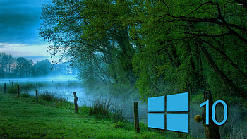 Windows 10 in the misty morning blue logo jpg HD wallpaper