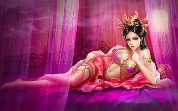 Beauty Queen, pink, digital, fantasy, art, pretty, , girl, woman HD wallpaper