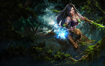 Magic Flower, magic, flower, trees, beautiful, girl, forest HD wallpaper