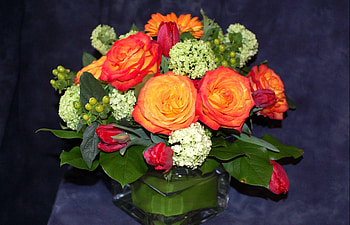 Flowers, Roses, Greens, Bouquet, Composition HD wallpaper